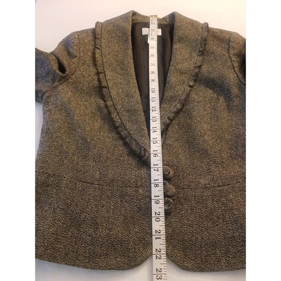 Loft Womens Blazer Jacket Sz 6  Ruffle 3 Button Corporate, Girl boss, Business - Picture 11 of 13